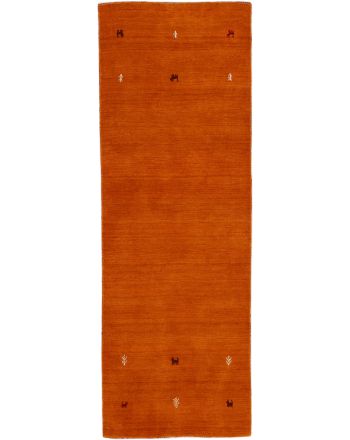 Wollteppich Gabbeh Uni Läufer Orange