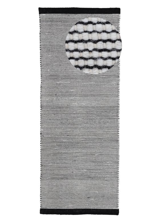 Wollteppich Mona Läufer Schwarz/Weiß
